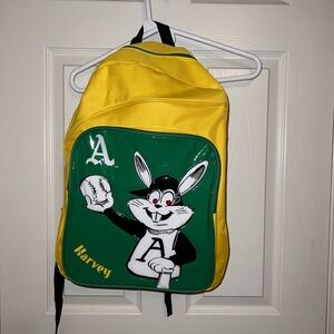 Kids Oakland Athletics A’s Harvey mascot yellow green backpack